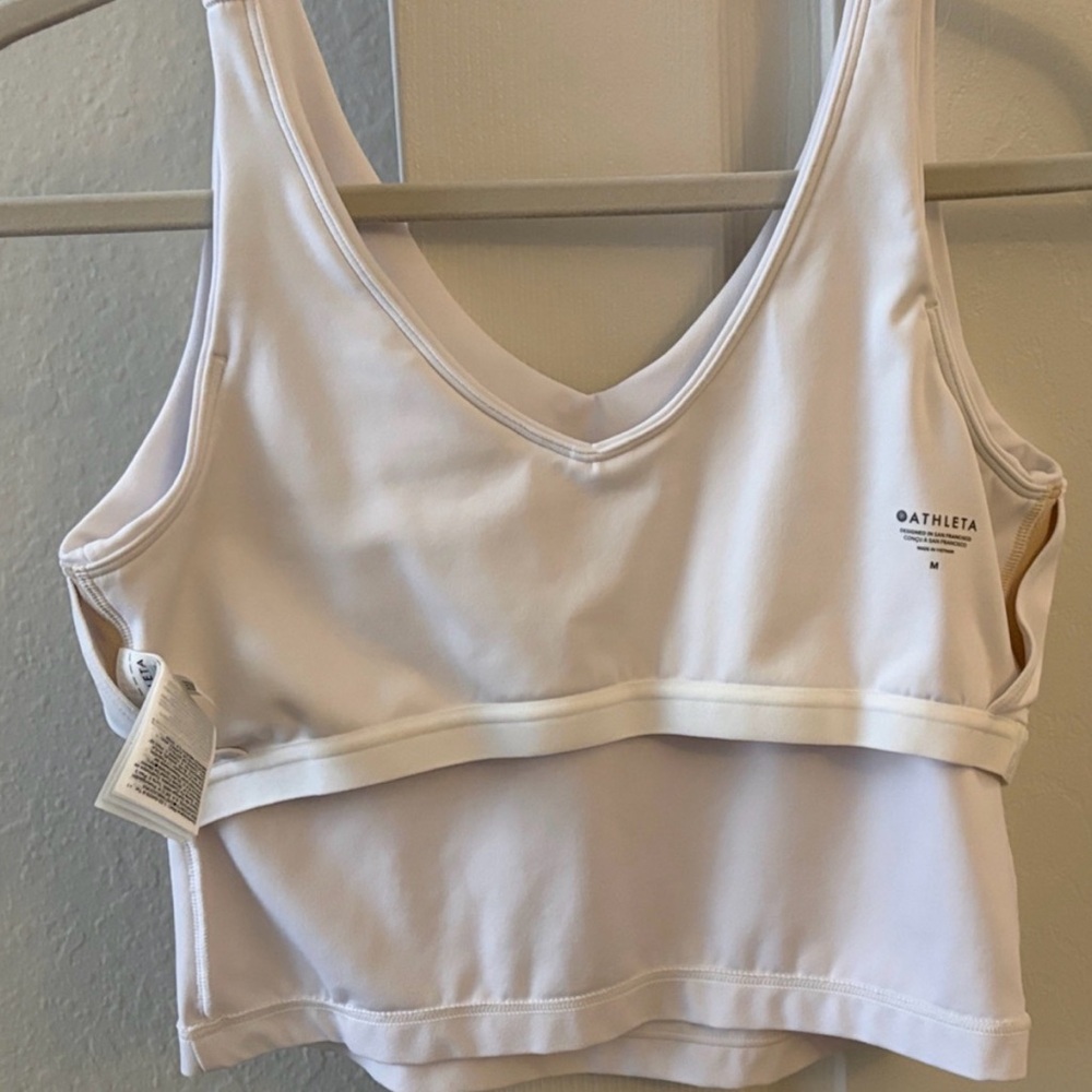 Athleta White Transcend V-Neck Crop Sports Bra D-DD - Picture 4 of 4